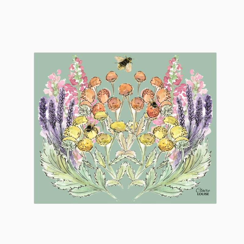 Image of Claire Louise Sage Bloom Glass Kitchen Splashback Size: 700mm x 750mm Multicolor Unisex 700mm x 750mm