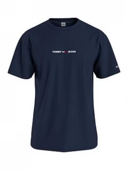 Image of Tommy Jeans TJM Small Text T-Shirt - Navy, Size XL, Men