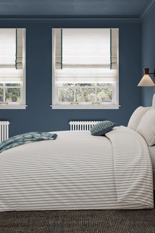 Image of Helena Springfield Helena Springfield 'Ticking Stripe' Cotton Duvet Cover Set in Teal Size: Single Teal Single Unisex 5016709715607