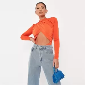 Image of Missguided Slinky Wrap Front Bodysuit - Red