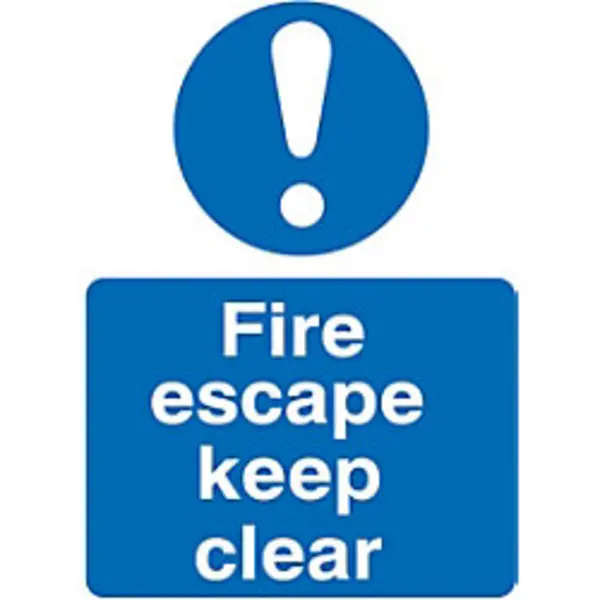 Image of SECO by Stewart Superior Seco Mandatory Safety Sign Fire Escape Keep Clear Self Adhesive Vinyl 150 x 200mm - M025SAV150X200 M025SAV150X200