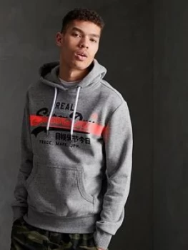 Image of Superdry Vintage Label Hoody, Grey, Size L, Men