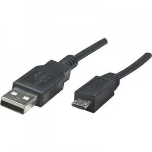 Image of Manhattan USB 2.0 Cable [1x USB 2.0 connector A - 1x USB 2.0 connector Micro B] 1.80 m Black UL-approved