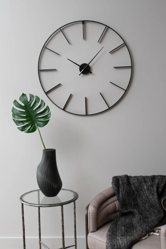 Image of Libra Interiors Tiverton Black Skeleton Wall Clock 80cm diameter Black