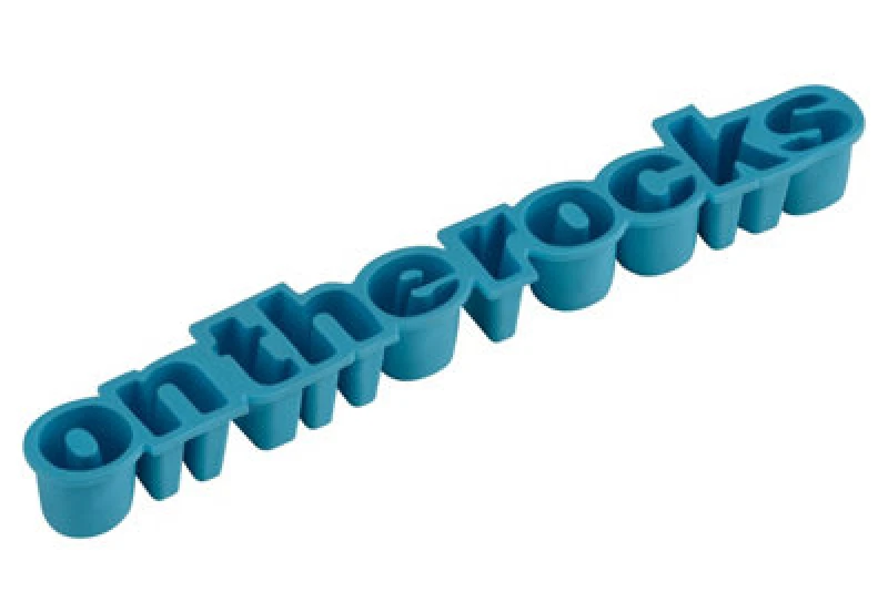 Image of Premier Housewares On The Rocks Ice Cube Tray, Unique Ice Cube Tray, Thermoplastic Rubber Ice Freezing Tray, Letters Ice Tray Blue