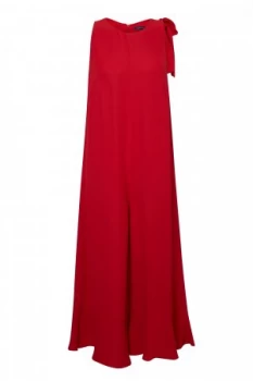 Image of French Connection Hiva Crepe Flared Jumpsuit Red