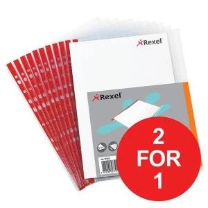 Image of Rexel Nyrex A4 Reinforced Side Opening Pockets Clear Ref 12253 Pack of