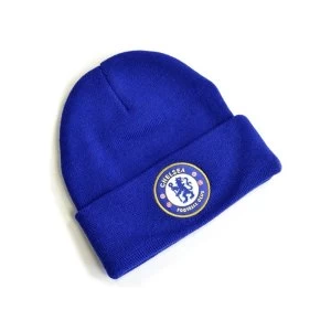 Image of Chelsea Knitted Crest Turn Up Hat Royal Blue