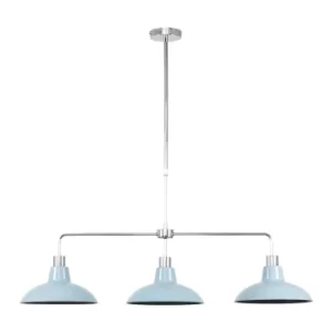 Image of Huckleberry Chrome 3 Way Over Table Light with Cornflower Blue Shades
