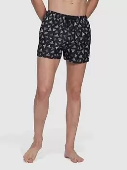 Image of adidas Sportswear Logo Print Clx Swim Shorts Very Short Length, Black/White Size M Men