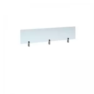 Image of Desktop clear acrylic screen topper with silver brackets 1400mm wide