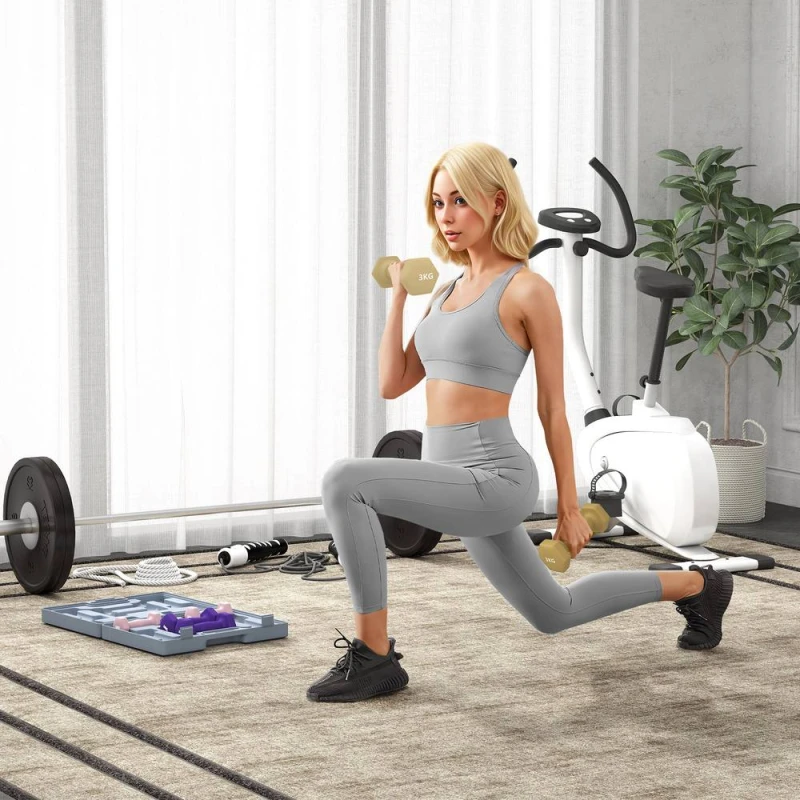 Image of SPORTNOW 12kg Hex Dumbbells Set with Carry Case, 2 x 1kg, 2 x 2kg, 2 x 3kg Multicolor Unisex