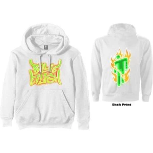Image of Billie Eilish - Airbrush Flames Blohsh Unisex Large Hoodie - White