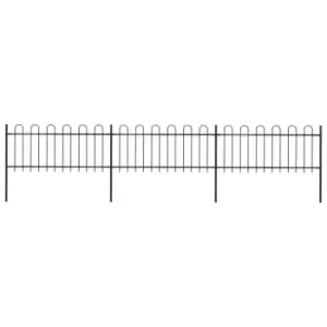 Image of Vidaxl Garden Fence With Hoop Top Steel 5.1X0.8 M Black