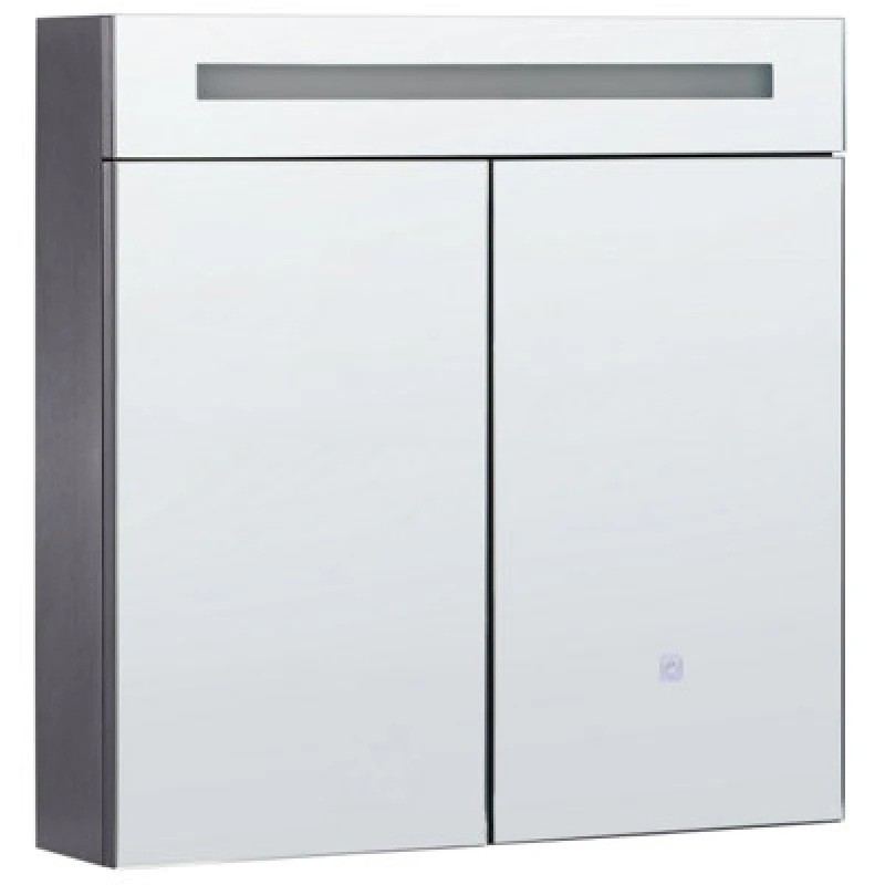 Image of Beliani Bathroom Wall Mounted Mirror Cabinet LED Jaramillo 60 Cm 60 Cm Black