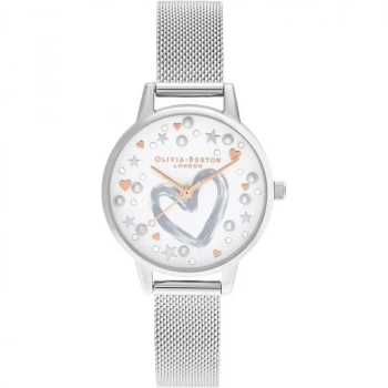 Image of Ladies Olivia Burton Rose Gold & Silver Mesh Watch