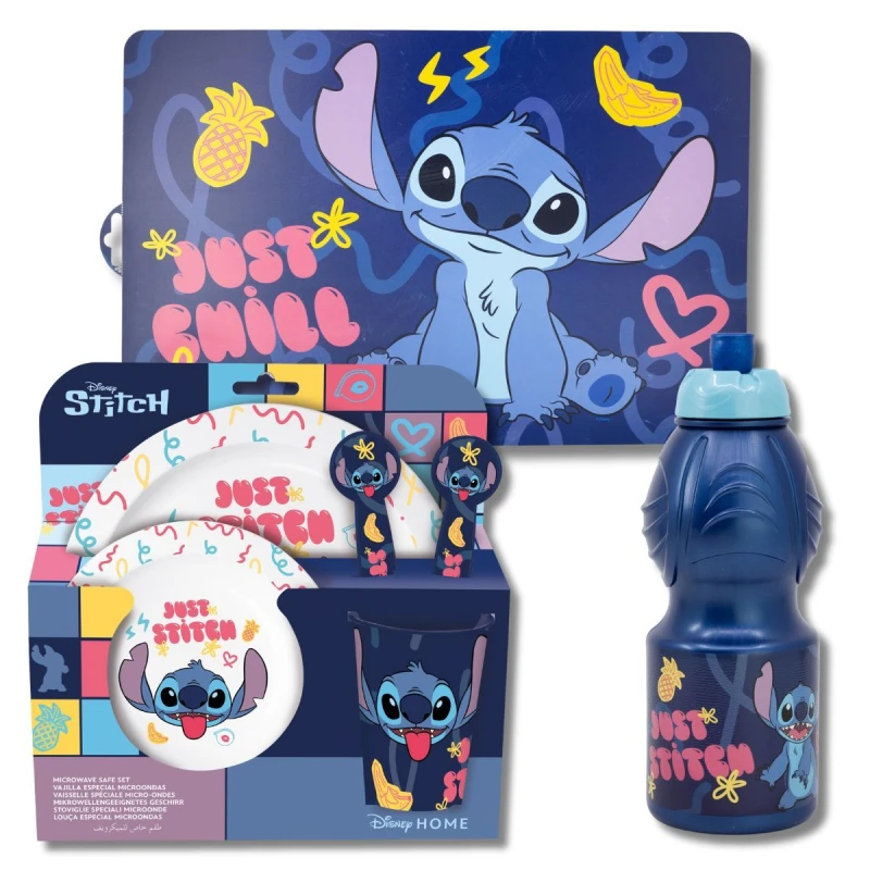 Image of Disney Stitch Stitch Dinner Set With Mat Kids Tableware 95569 White 70949401000