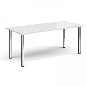 Image of Rectangular chrome radial leg meeting table 1800mm x 800mm - white