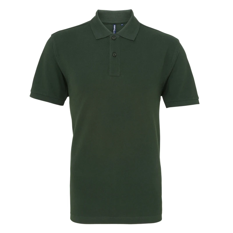 Image of Asquith & Fox Mens Plain Short Sleeve Polo Shirt in Bottle Green Size: Small Bottle Green Male S
