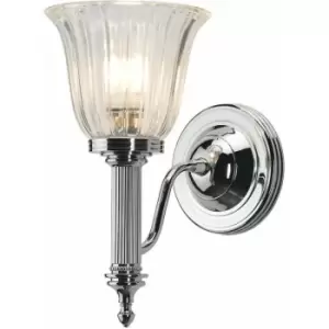 Image of Loops - IP44 Wall Light Ribbed Clear Glass Polished Chrome LED G9 3.5W