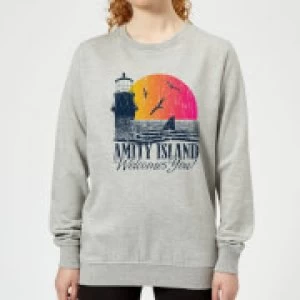 Image of Jaws Welcome To Amity Island Womens Sweatshirt - Grey - S