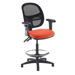 Image of Dams MTO Jota Mesh Back Draughtsmans Chair with Adjustable Arms - Lombok Green