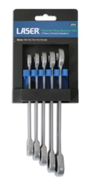 Image of Laser Tools 3229 Ratchet Ring Spanner Set 5pc Chrome Vanadium