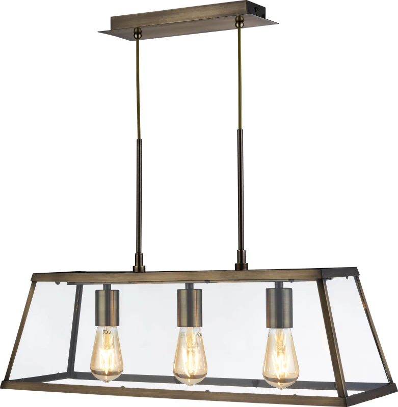 Image of SO'HOME 3-Light Industrial Pendant in Brass Antique Brass ONE SIZE