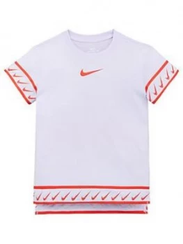 Image of Nike Girls Nsw Swoosh Branded Studio T-Shirt, Lilac Size M 10-12 Years, Women