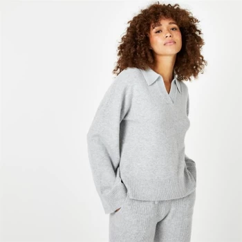 Image of Jack Wills Knitted Long Sleeve Polo - Grey Marl