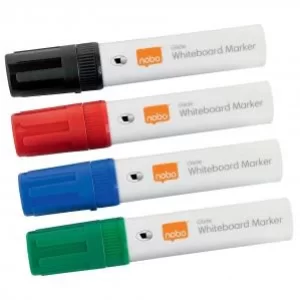Image of Nobo Glide Whiteboard Pens Large Chisel Tip 4 Pack Assorted