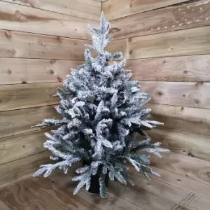 Image of Premier Decorations Ltd - 90cm Flocked Lapland 3ft Mini Christmas Tree in Pot Snowy