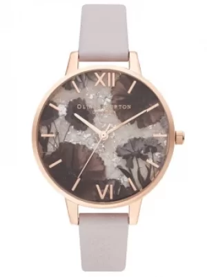 Image of Olivia Burton Celestial Rose Gold Plated Rose Quartz Dial Pearl...