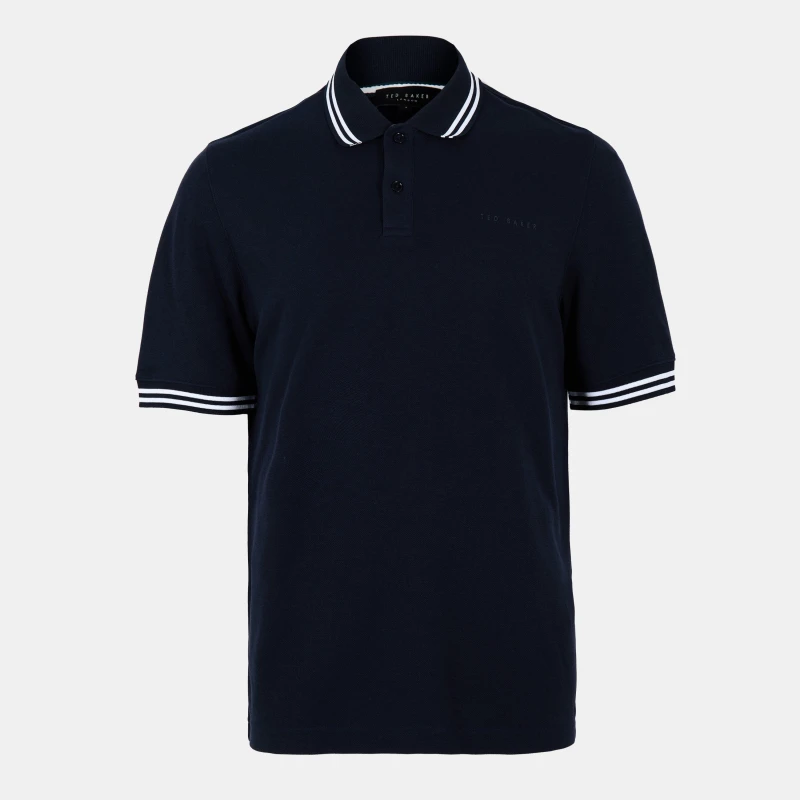 Image of Ted Baker Striped Trim Polo Shirt - Blue Blue S