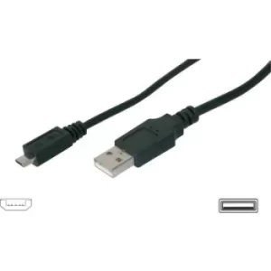 Image of Digitus USB cable USB 2.0 USB-A plug, USB Micro-B plug 1.80 m Black AK-300127-018-S