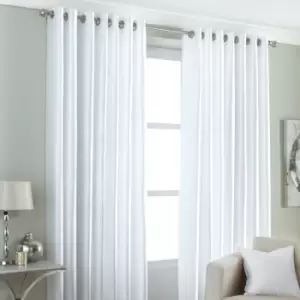 Image of Riva Home Fiji Semi-Sheer Ringtop Eyelet Curtains (Pair) Polyester White (229X183Cm)