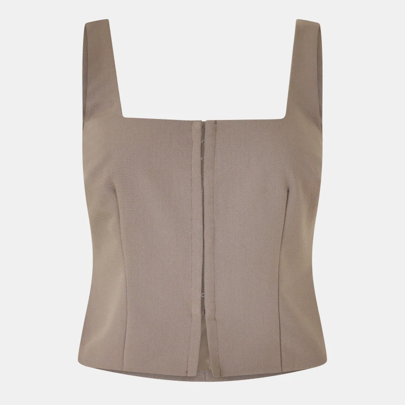 Image of Jack Wills Womens Pinstripe Corset Top Taupe female 8 (XS)