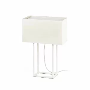 Image of Vesper 2 Light Table Lamp White with Beige Shade, E27