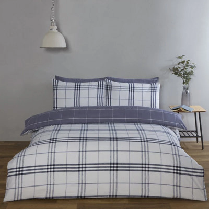 Image of Rapport Home Harris Check Duvet Set By Rapport
