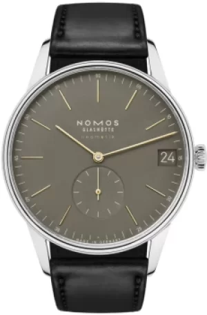 Image of Nomos Glashutte Watch Orion Neomatik 41 Date Olive Gold Sapphire Crystal