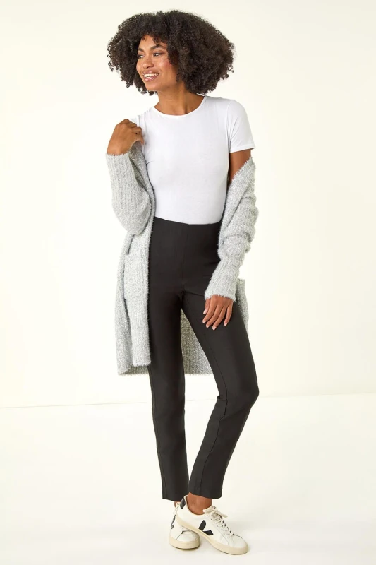 Image of Roman 3/4 Length Stretch Elastic Waist Trouser Black