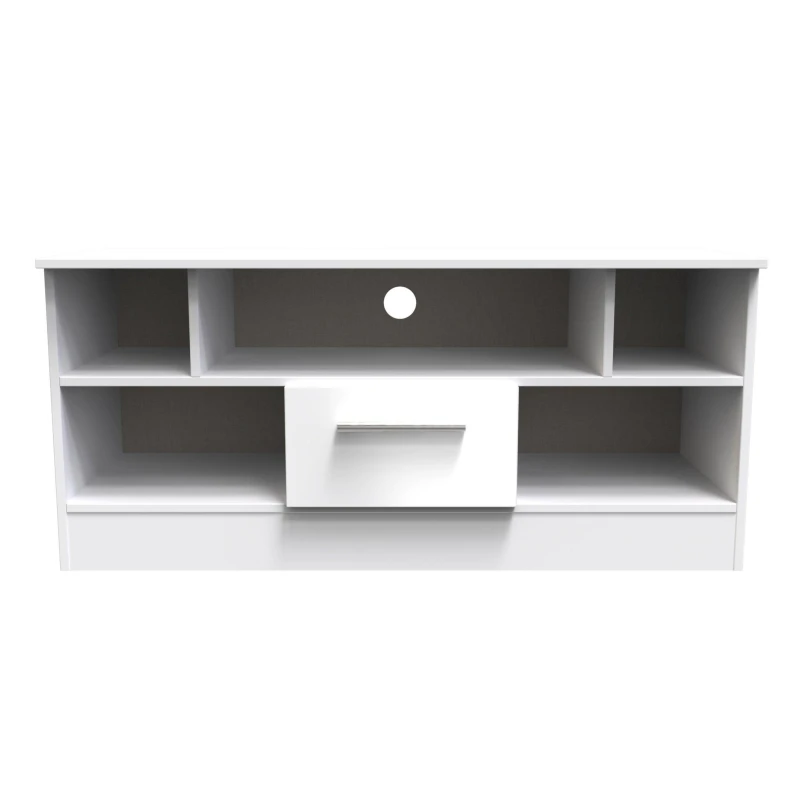 Image of Trent 1 Drawer TV & Media Unit In White Gloss & Bardolino Oak (Ready Assembled)