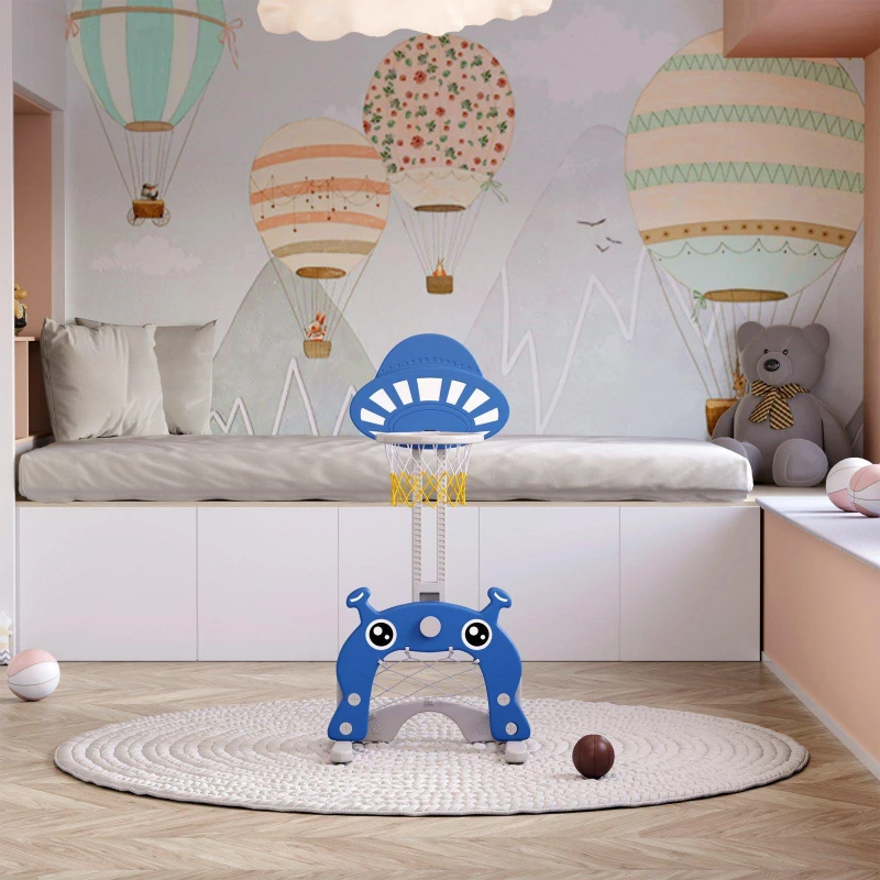 Image of KIDKID 2-in-1 Toddler Basketball Hoop Football Goal Set Blue unisex One size