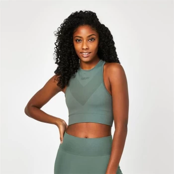 Image of Everlast High Neck Racer Sports Bra - Khaki