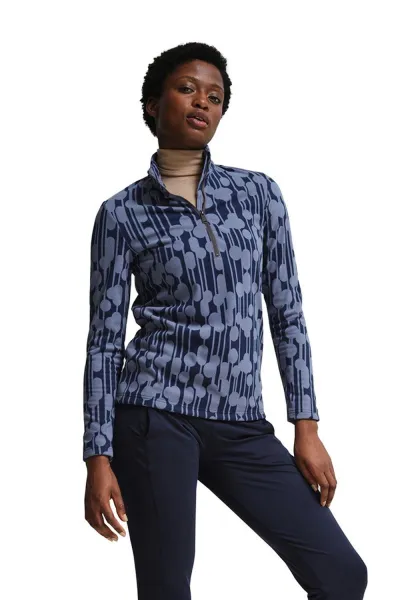 Image of Regatta X Orla Kiely Half Zip Reflected Trees Fleece - Womens - Blue - Size: 8