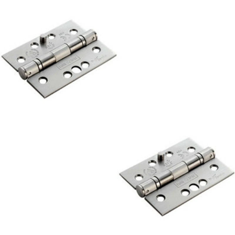 Image of Loops 2x PAIR 102 x 76 x 3mm 13 Ball Bearing SECURITY Hinge Satin Stainless Steel Metallics