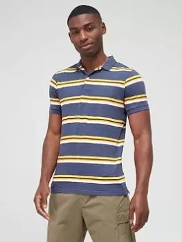 Image of Superdry Vintage Stripe Polo Shirt - Navy Size M Men