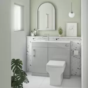Image of 900mm Grey Cloakroom Toilet and Sink Unit with Chrome Fittings - Ashford
