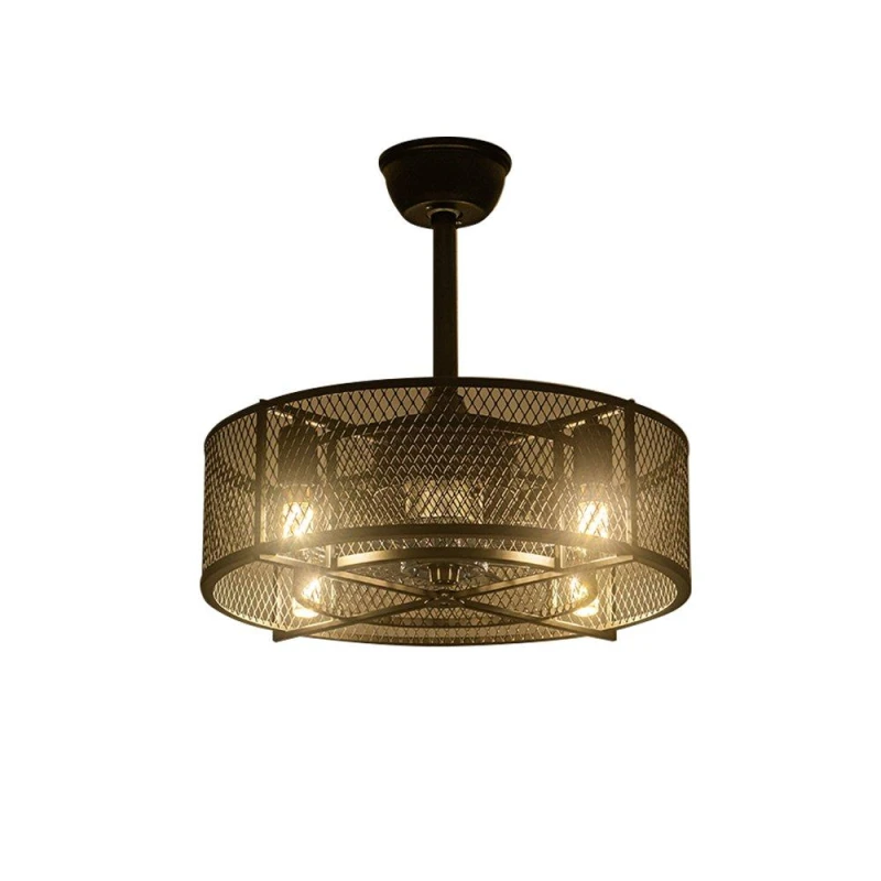 Image of Kabinet UK Black Metal Industrial Ceiling Fan with Lights Black unisex One size