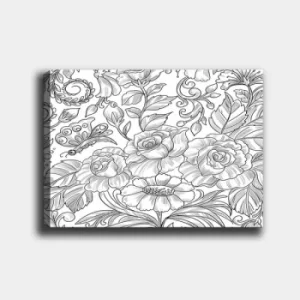 Image of MANDALA85 White Black Decorative Canvas Painting
